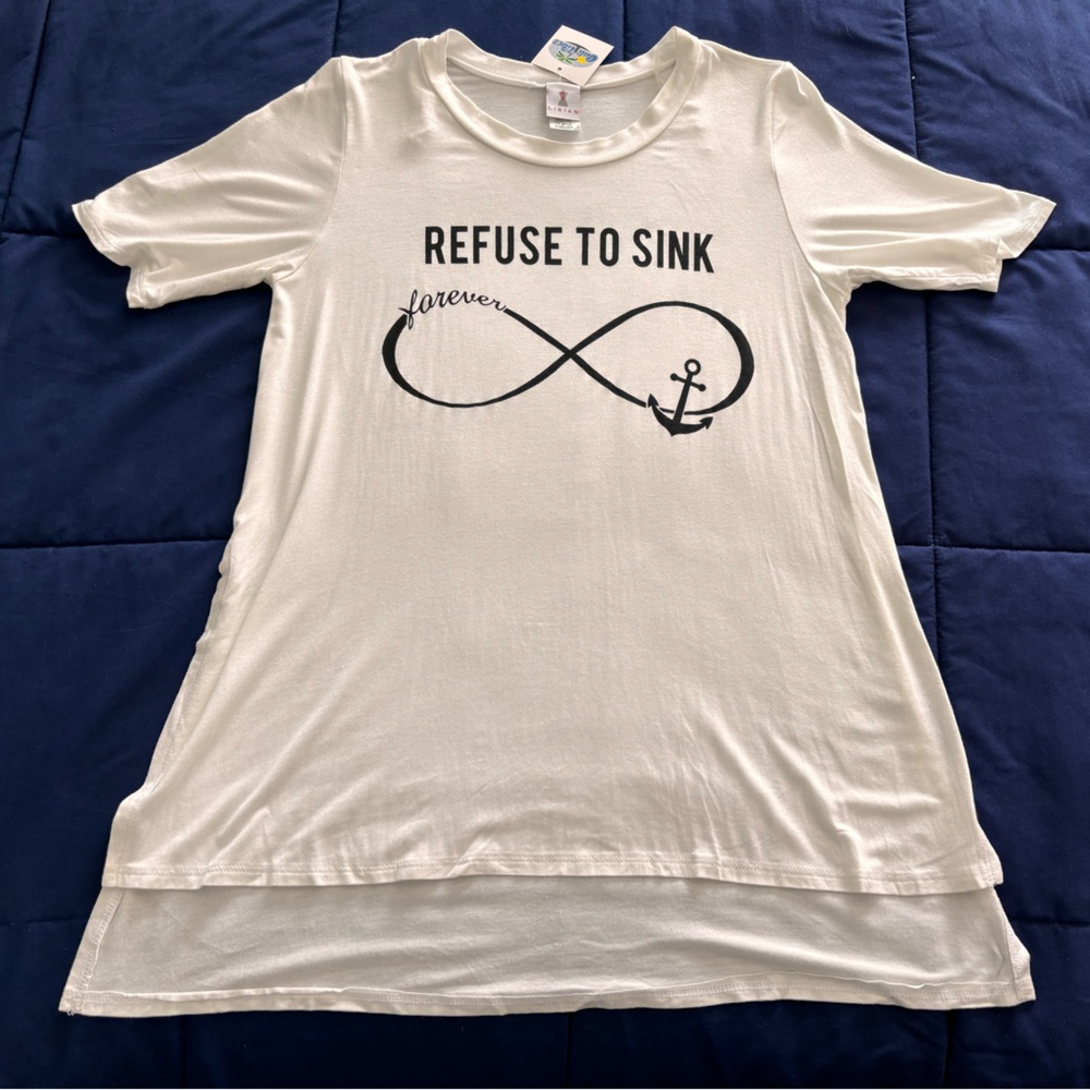 Libian White Top with Refuse To Sink w/ Infinity Sign Design in Plus Sizes